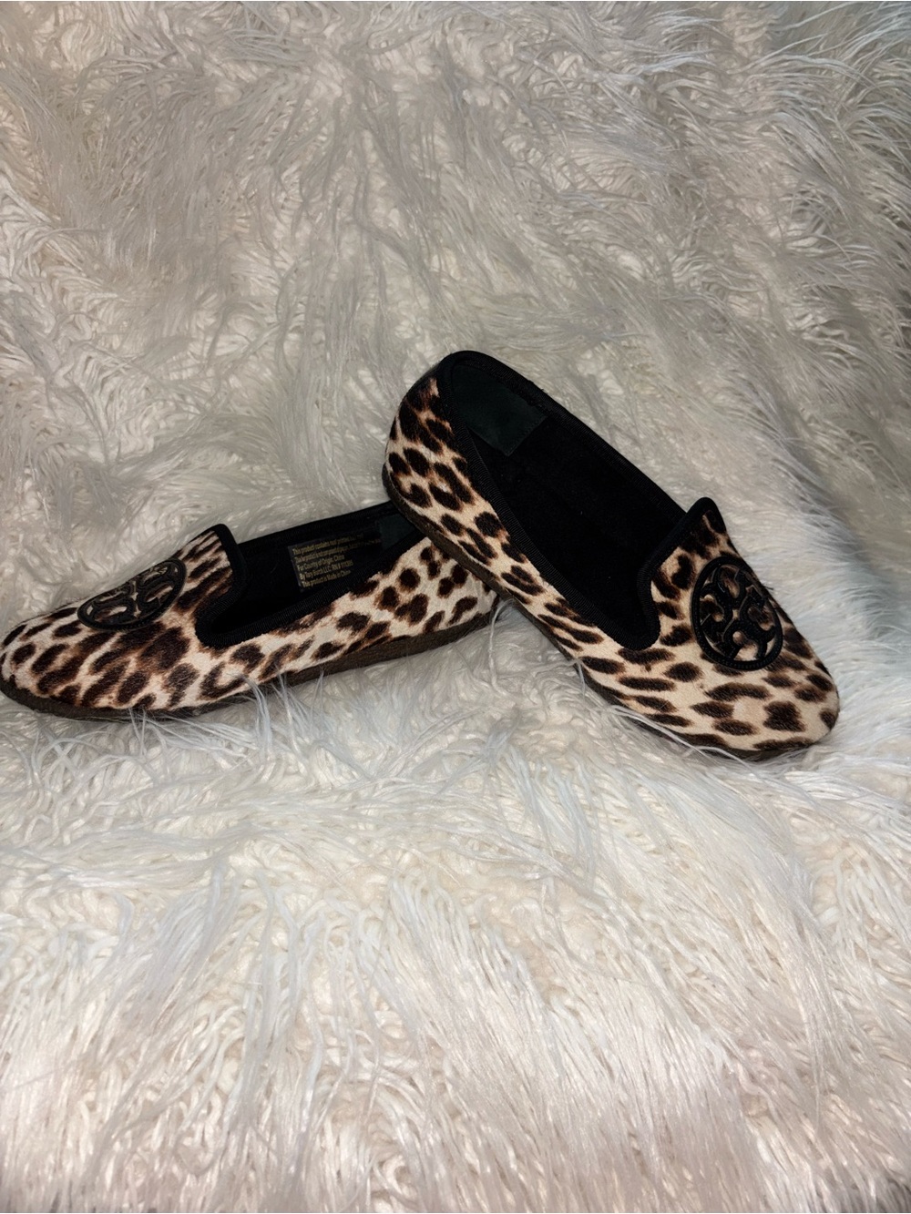 Tory Burch Leopard Print Slip-On Flats - Brown/Black